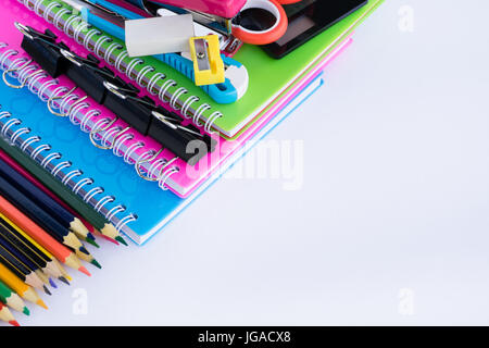 Office supplies on white background Stock Photo