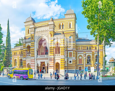 TBILISI, GEORGIA - JUNE 2, 2016: The facade of Opera and Ballet Theater, built in Neo-Moorish style and located in Rustaveli Avenue, on June 2 in Tbil Stock Photo