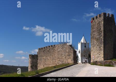 Walls and San Miguel church (15th century),Penela, Beiras region, Portugal Stock Photo