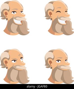 Set of old man face icons Stock Vector