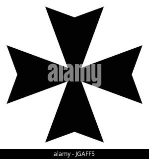 Vector illustration black sign Maltese cross icon isolated on white background. Stock Vector