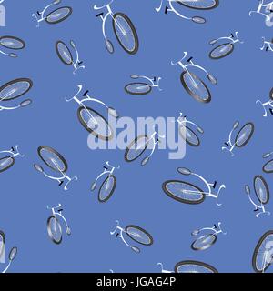 Retro Bicycles Silhouettes Seamless Pattern Stock Vector