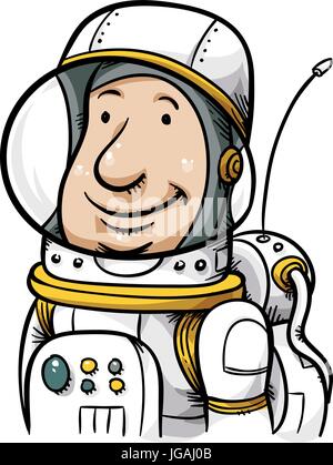 A happy, cartoon astronaut man wearing his space helmet. Stock Vector