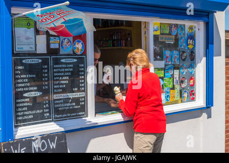 Buying Ice Cream at Fleetwood in Lancashire Stock Photo