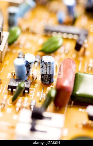 close up detail of a computer circuit board Stock Photo