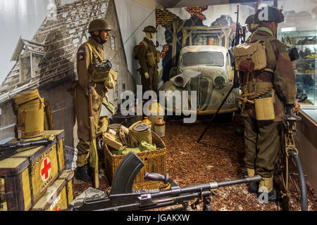 Diorama showing British commandos at the Memorial World War II Museum at Quinéville, Manche, Normandy, France Stock Photo