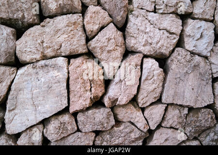 Dry Stone Wall no mortar cement drystone traditional Stock Photo