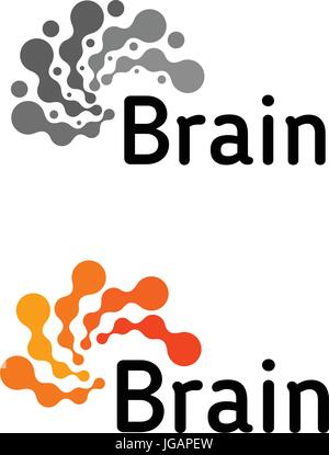 Brain Logo silhouette design vector template. Think idea concept.Brainstorm power thinking brain Logotype icon gray Logotype. Stock Vector