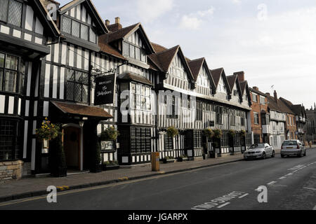 Mercure hotel, Stratford Upon Avon, England UK Shakespeare hotel, Tourist accommodation Timber framed Grade II listed building 16th century Stock Photo