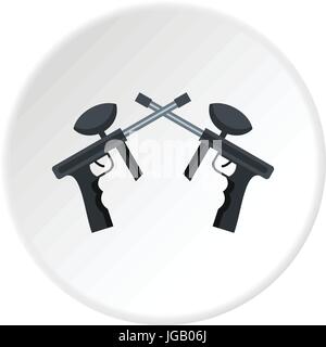 Crossed paintball guns icon circle Stock Vector