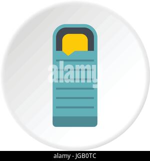 Blue sleeping bag icon circle Stock Vector
