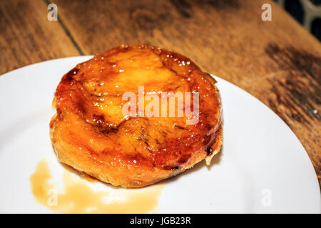 Famous crema catalana pastry served in Catalan restaurant, Spain Stock Photo