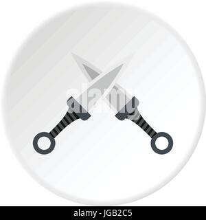 Steel throwing knives icon circle Stock Vector
