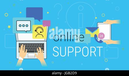 Online help and online support on laptop concept illustration Stock Vector