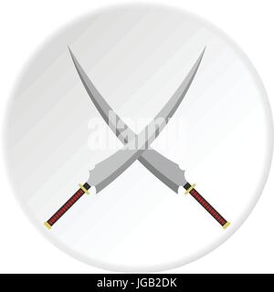 Two crossed Japanese  samurai swords icon circle Stock Vector