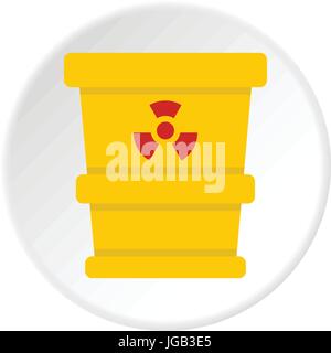 Ttrashcan containing radioactive waste icon circle Stock Vector