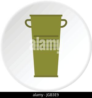 Green garbage tank with handles icon circle Stock Vector