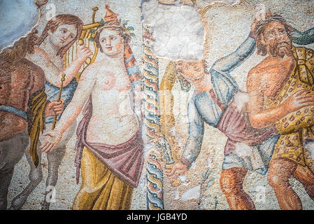 Famous roman Paphos Mosaics, Republic of Cyprus Stock Photo