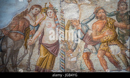 Famous roman Paphos Mosaics, Republic of Cyprus Stock Photo