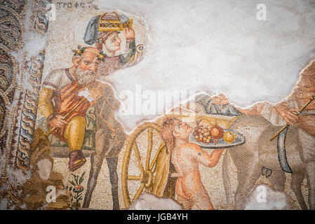 Famous roman Paphos Mosaics, Republic of Cyprus Stock Photo