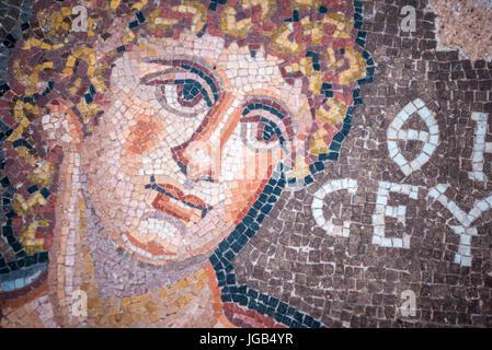 Famous roman Paphos Mosaics, Republic of Cyprus Stock Photo