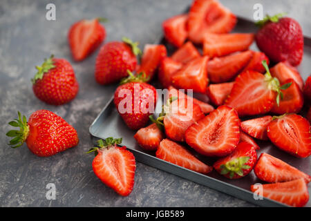 Fresh ripe strawberry on gray background Stock Photo