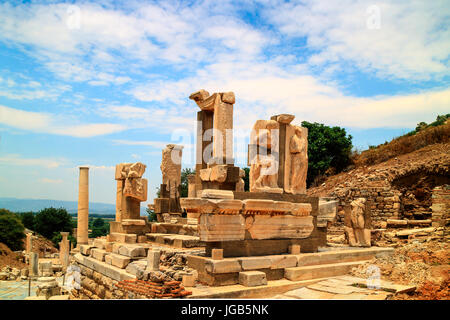 Monument to Memmio at the historic archaeological site of Ephesus in Turkey. Stock Photo