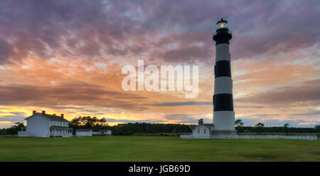 Bodie Island Lighthouse, built in 1872, is just south of Nags Head, a few miles before Oregon Inlet along the Outer Banks of North Carolina. Stock Photo