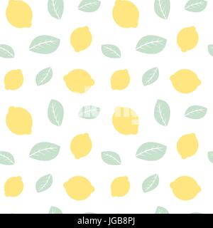 cute pastel lemons and leaves seamless vector pattern background illustration Stock Vector
