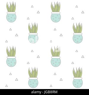 cute aloe vera seamless vector pattern background illustration Stock Vector