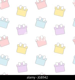 cute cartoon colorful gift box seamless vector pattern background illustration Stock Vector