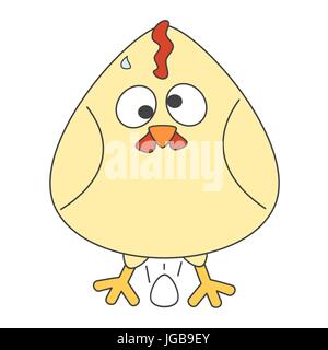 cute cartoon hen with egg vector funny illustration isolated on white background Stock Vector
