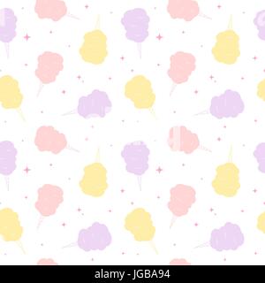 cute colorful cartoon sweet cotton candy seamless vector pattern background illustration Stock Vector