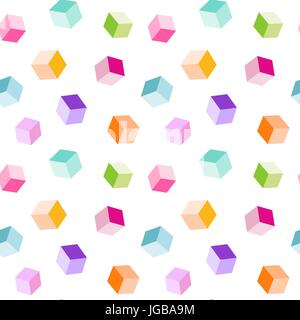 cute rainbow color cubes seamless vector pattern background illustration Stock Vector