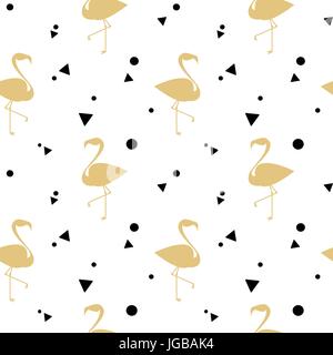 flamingo gold silhouette seamless vector pattern background illustration Stock Vector
