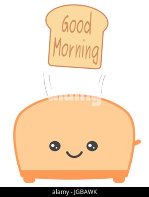 cute cartoon toaster and toast bread with have a nice day quote vector illustration Stock Vector