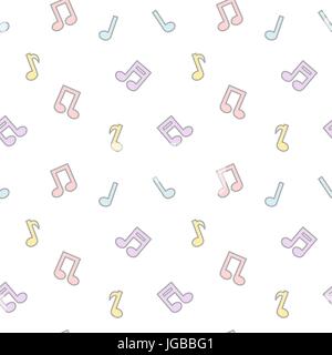 cute cartoon colorful lovely music notes seamless vector pattern background illustration Stock Vector