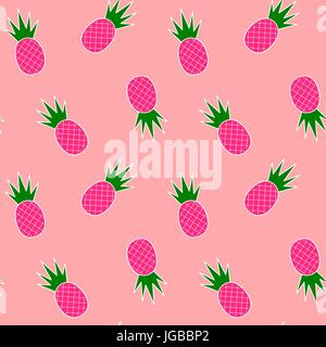 colorful pineapples on pink background seamless vector pattern illustration Stock Vector
