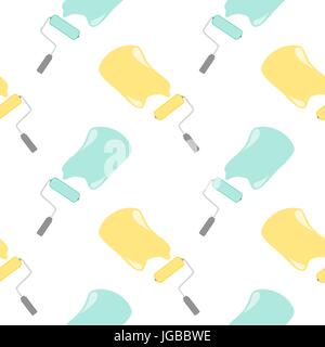 pastel roller brushes colorful vector seamless pattern illustration Stock Vector