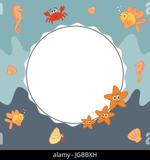 Frame design with sea animals illustration Stock Vector Image & Art - Alamy