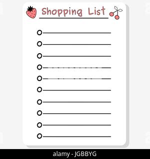cute blank shopping list