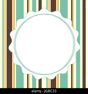 Greeting vector vintage striped vertical banner card invitation with circle frame for text Stock Vector