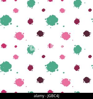 colorful ink blots on white background seamless vector pattern illustration Stock Vector