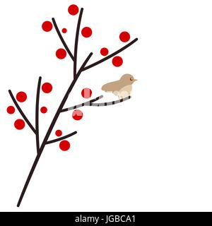 cute little bird on branch vector illustration Stock Vector