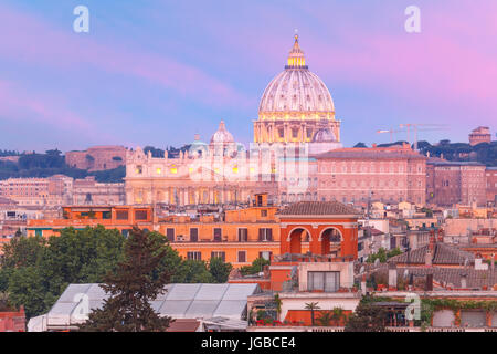 Saint Peter Cathedral at sunset in Rome, Italy. Stock Photo