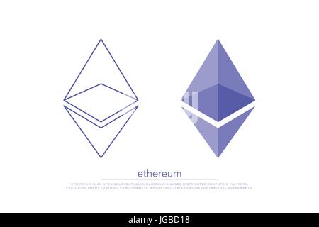 set of isolated ethereum icons. vector, cryptocurrency logo design. ether virtual coin logotype. blockchain tecnology based digital money symbol Stock Vector