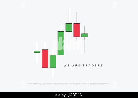 stock chart logotype with japanese candles pattern. vector currencies trading diagram. exchange market graph. forex success concept logo. bullish and  Stock Vector
