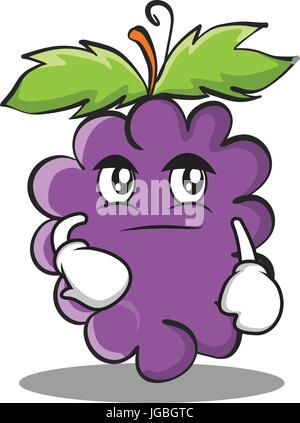 Smirking grape character cartoon collection Stock Vector