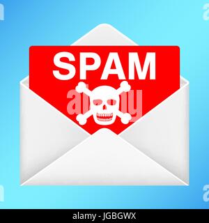 white envelope with spam email inside Stock Vector