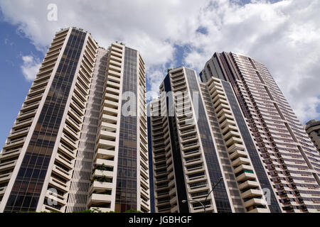 Manila, Philippines - Dec 21, 2015. The apartment buildings located at Quezon district in Manila, Philippines. Stock Photo